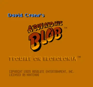 David Crane's A Boy and His Blob - Trouble on Blobolonia (USA) screen shot title